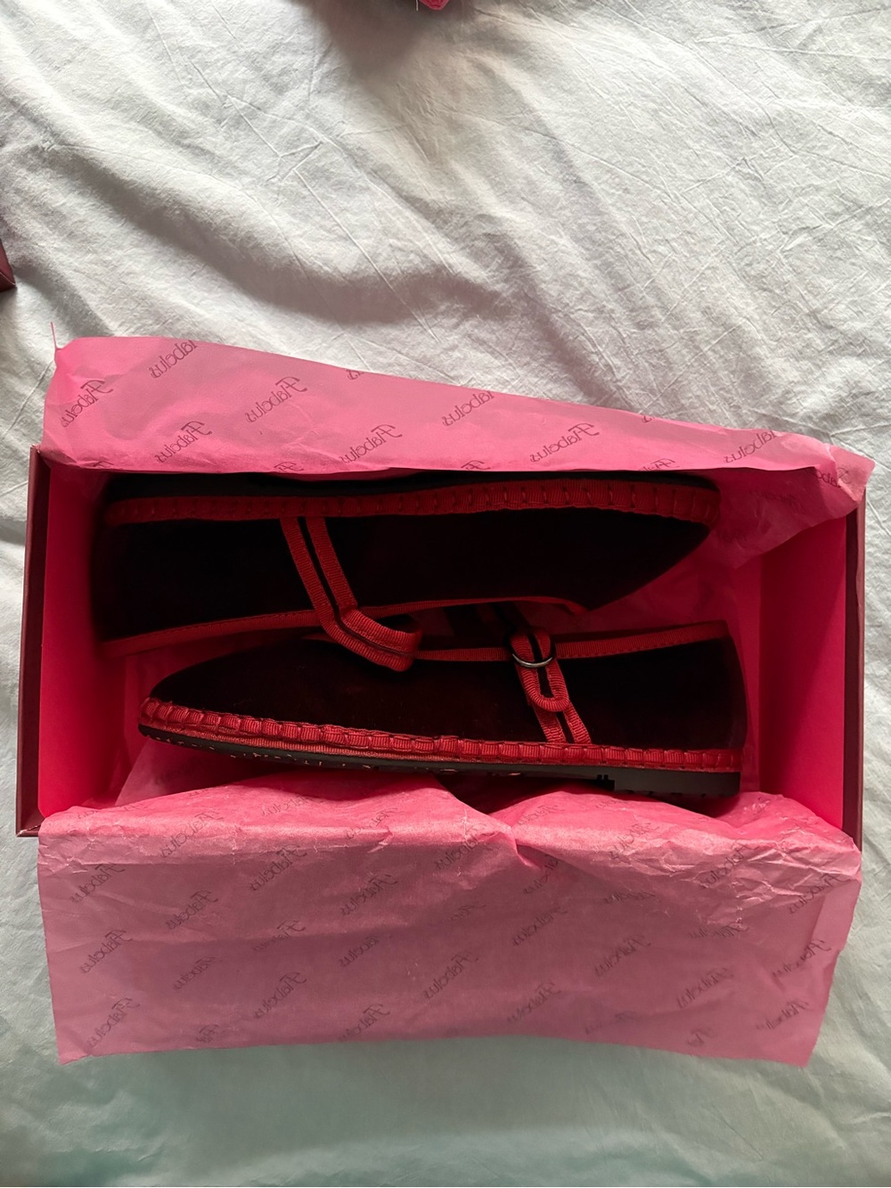 Women’s Red Suede Mary Jane Flats - Flabelus